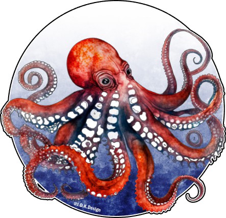 Octopus - Red and Blue